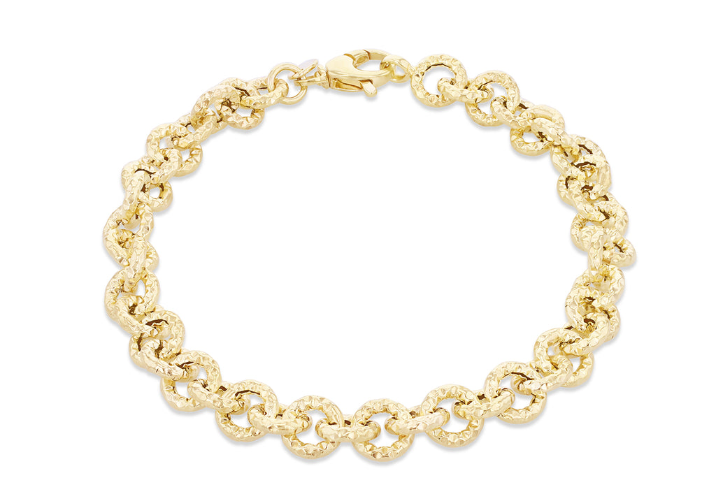 9ct Yellow Gold Grained Belcher Links Bracelet