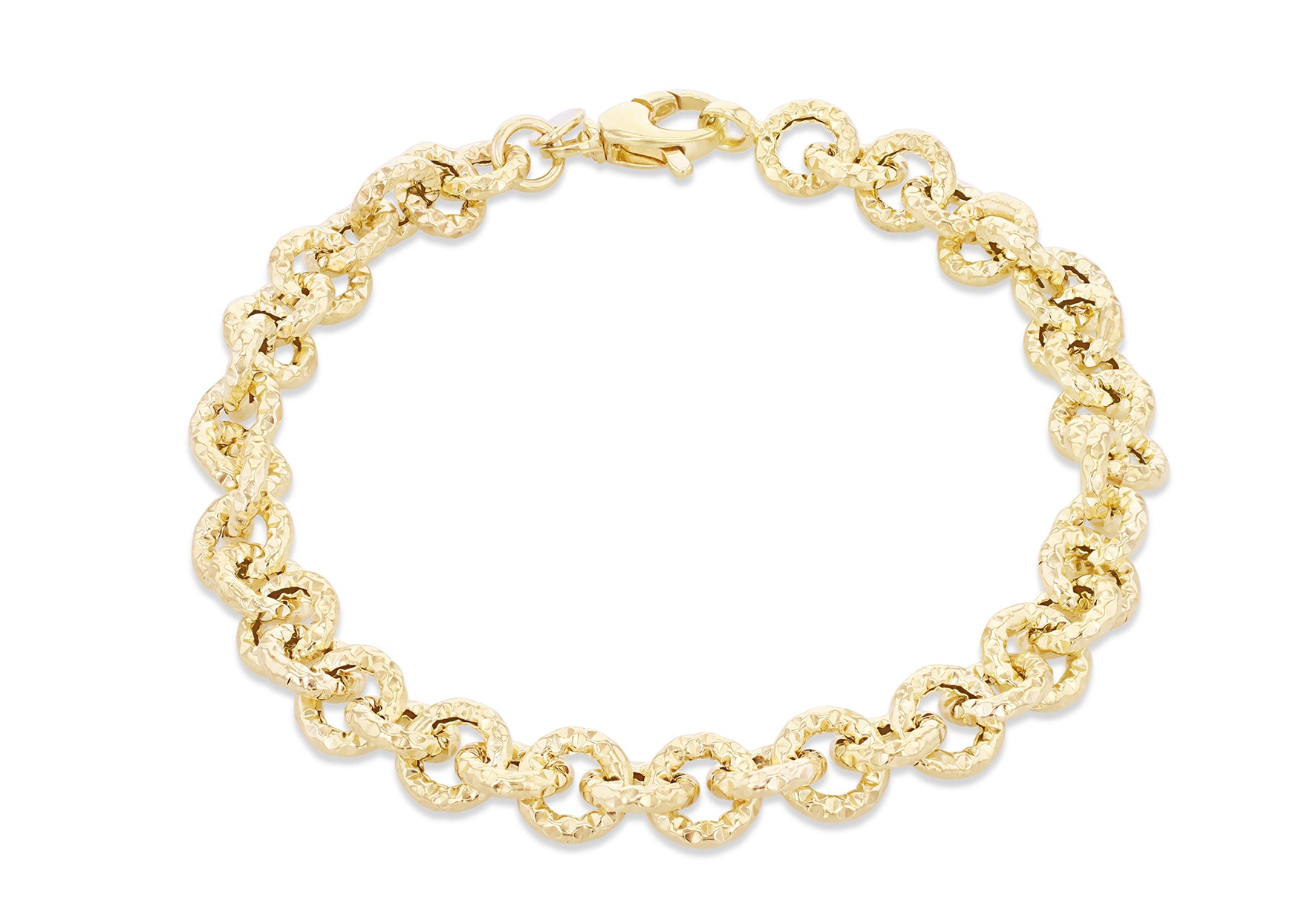 9ct Yellow Gold Grained Belcher Links Bracelet