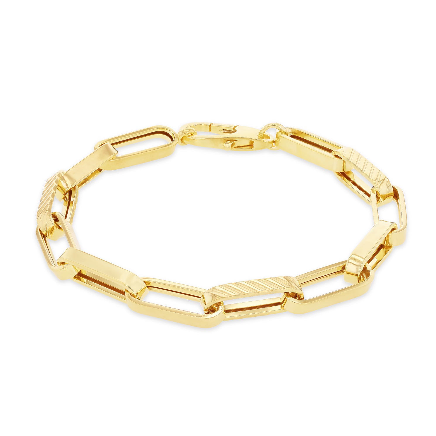 9ct Yellow Gold Diamond Cut Polished Paper Links Bracelet