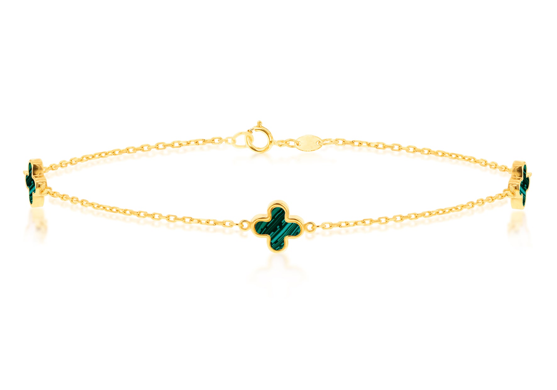 9ct Yellow Gold Malachite Petals Bracelet
