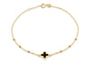 9ct Yellow Gold Black Onyx Clover Ball Chain Bracelet