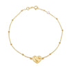 9ct Yellow Gold Sunburst Heart Adjustable Trace & Ball Chain Bracelet