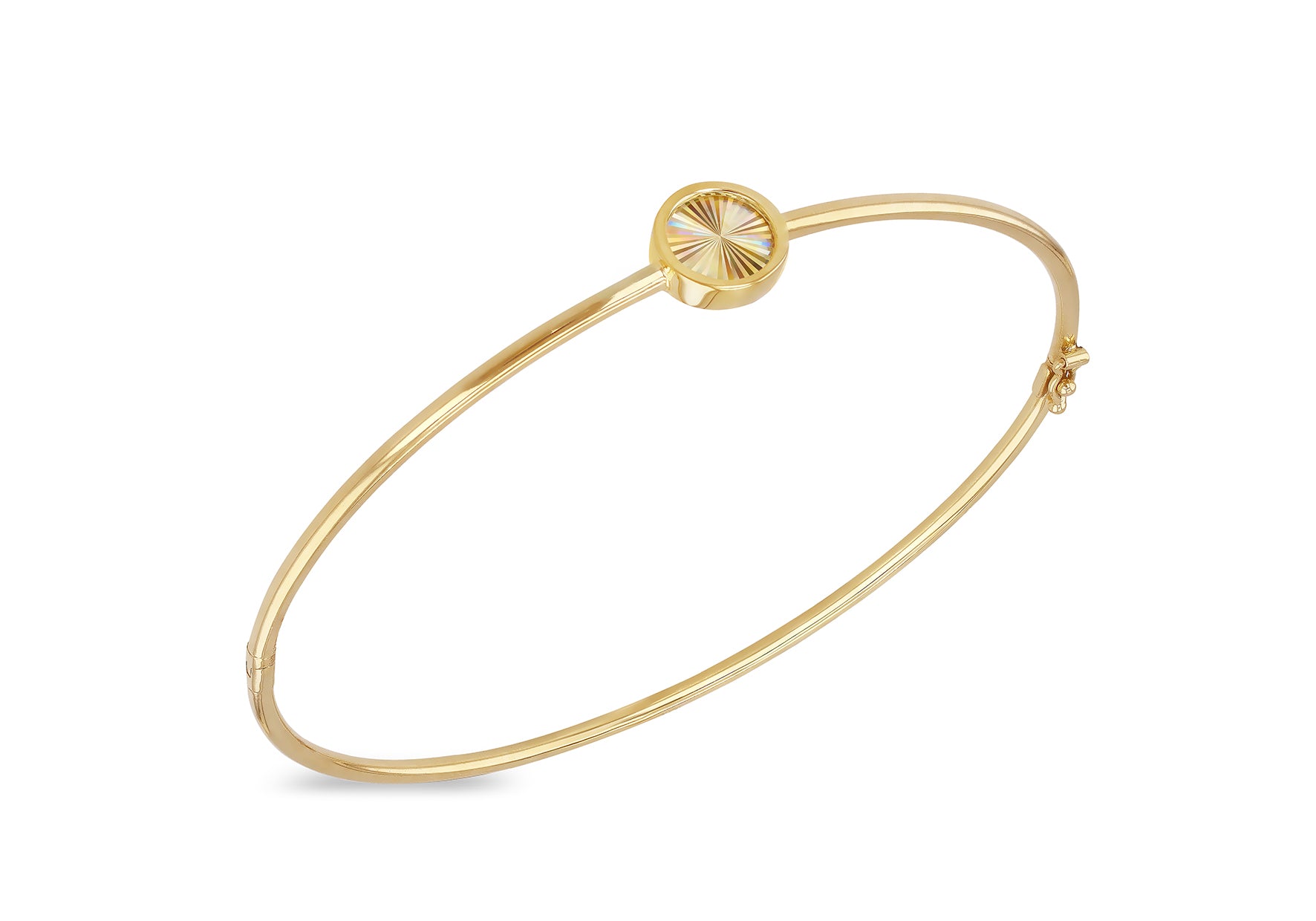 9ct Yellow Gold Round Rainbow Bangle