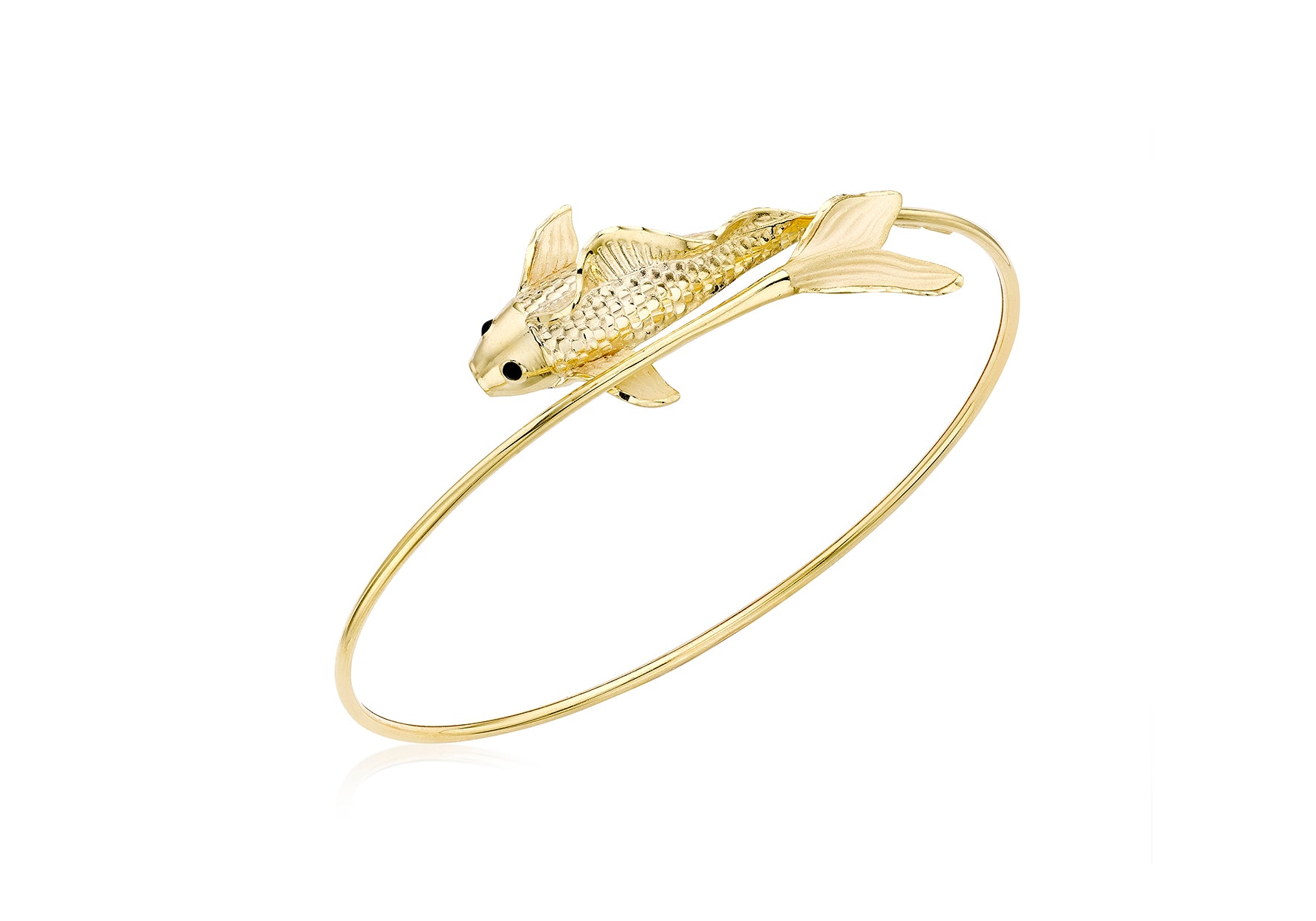 9ct Yellow Gold Flying Gold Fish Flexible Crossover Bangle