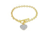 9ct Yellow Gold Oval Belcher T-Bar Heart Bracelet
