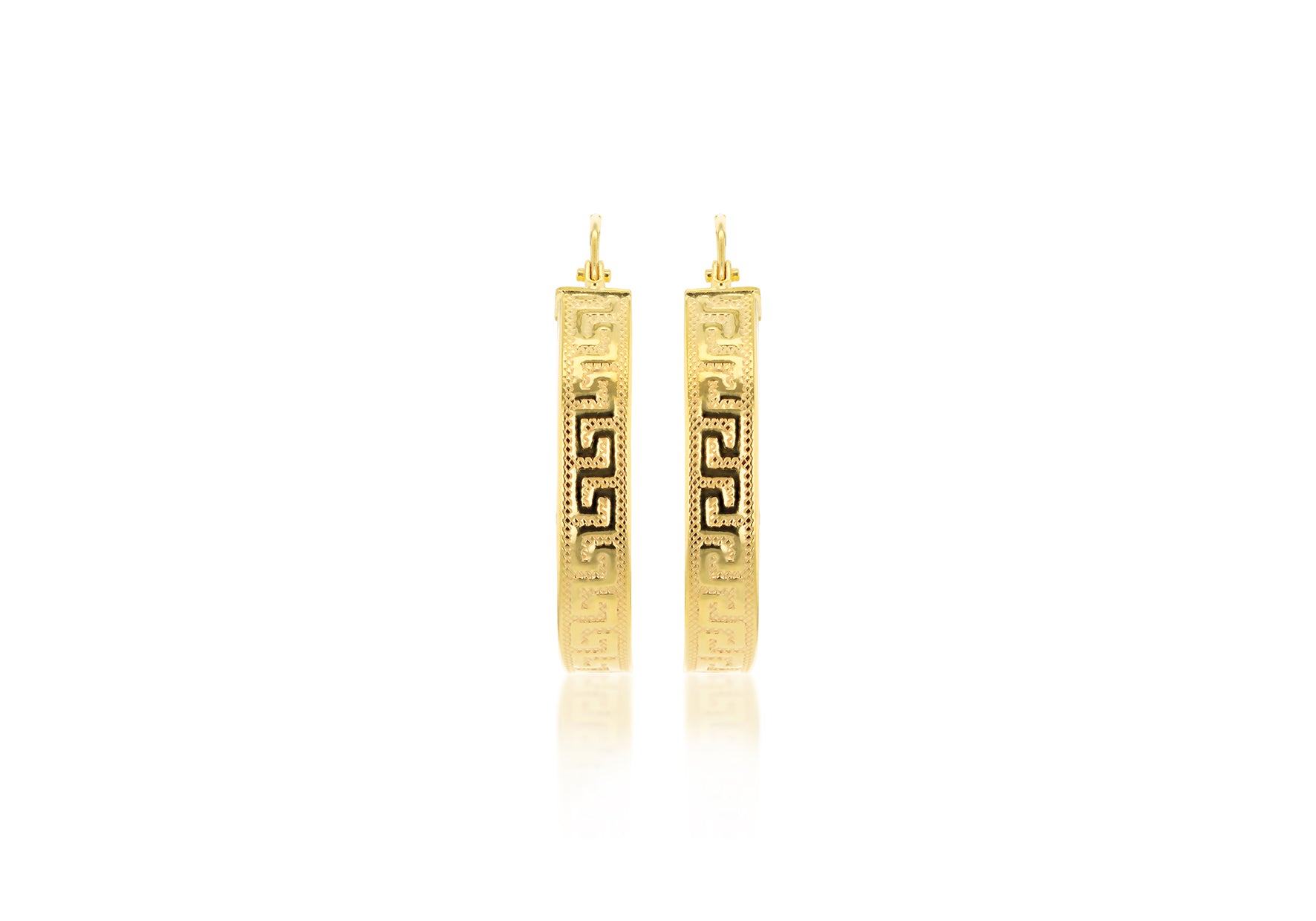 9ct Yellow Gold Greek Hoop Earrings