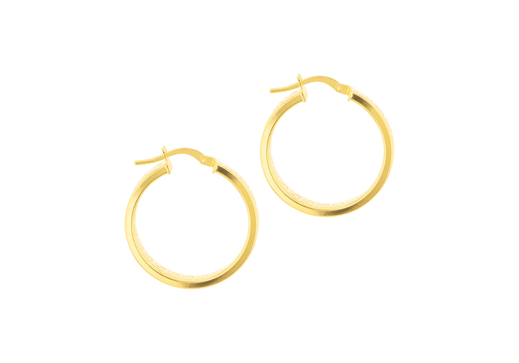 9ct Yellow Gold Greek Hoop Earrings