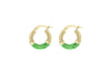9ct Yellow Gold Green Enamel Twisted Hoop Creole Earrings
