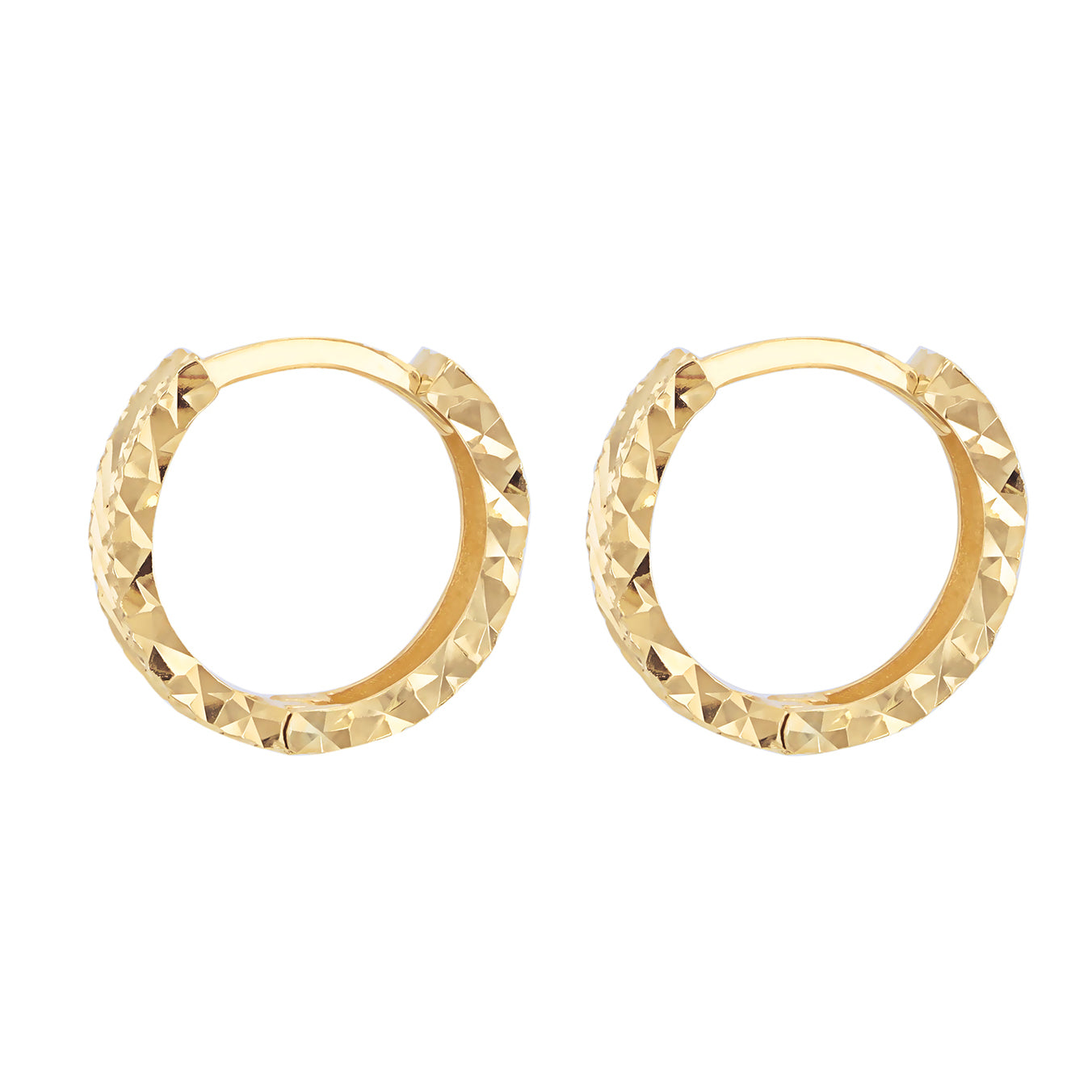 9ct Yellow Gold Ribbed Wave Hoop Earrings