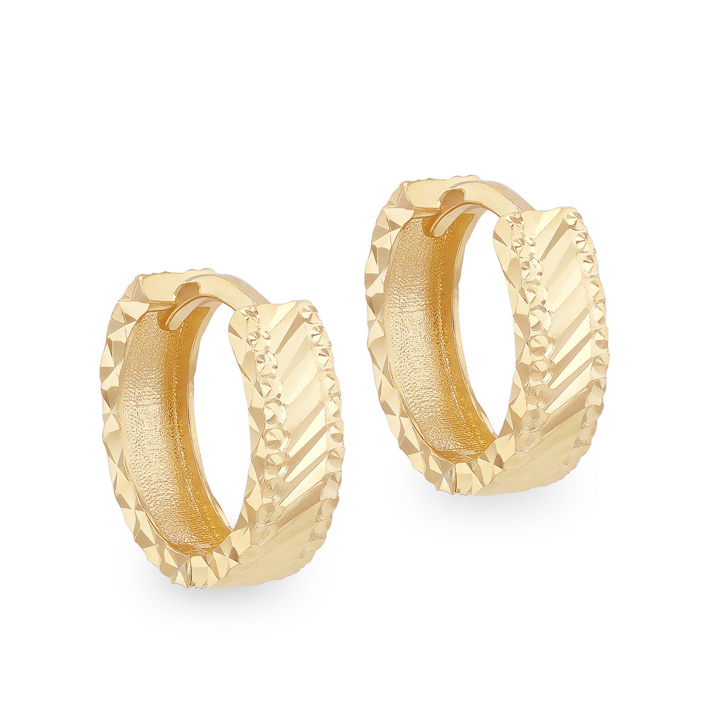 9ct Yellow Gold Textured Wave Hoop Earrings