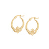 9ct Yellow Gold Diamond Cut Claddagh Creole Earrings