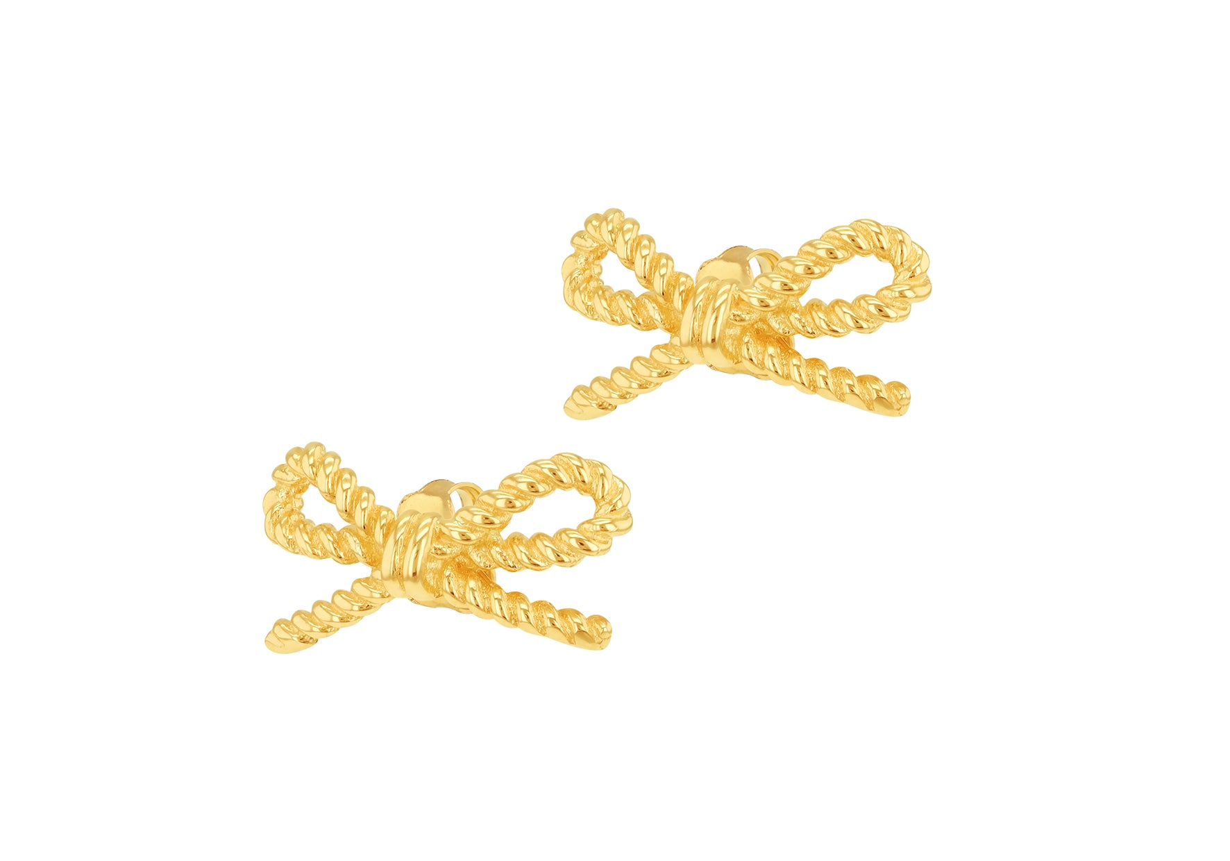 9ct Yellow Gold Twisted Bow Stud Earrings