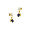 9ct Yellow Gold White & Blue Zirconia Drop Stud Earrings