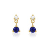 9ct Yellow Gold White & Blue Zirconia Drop Stud Earrings