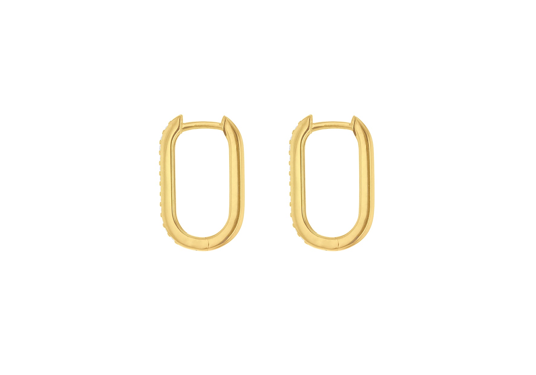 9ct Yellow Gold White Zirconia Square Hoop Creole Earrings