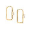 9ct Yellow Gold Paperclip Zirconia Hoop Earrings
