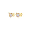 9ct Yellow Gold Mother of Pearl & Pavé Zirconia Cat Stud Earrings