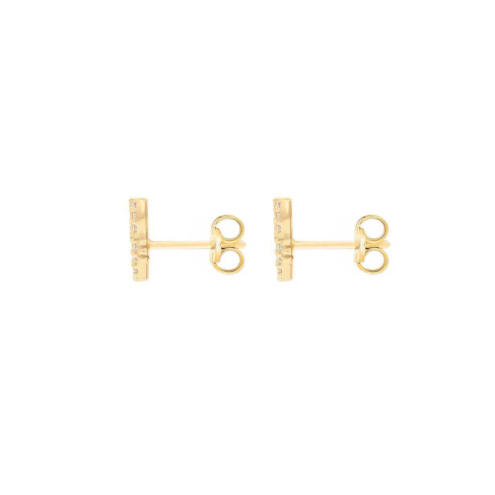 9ct Yellow Gold Mother of Pearl & Pavé Zirconia Cat Stud Earrings