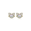 9ct Yellow Gold Mother of Pearl & Pavé Zirconia Cat Stud Earrings