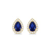 9ct Yellow Gold Blue Zirconia Teardrop Halo Stud Earrings