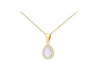 9ct Yellow Gold Opal and White Zirconia Teardrop Halo Pendant