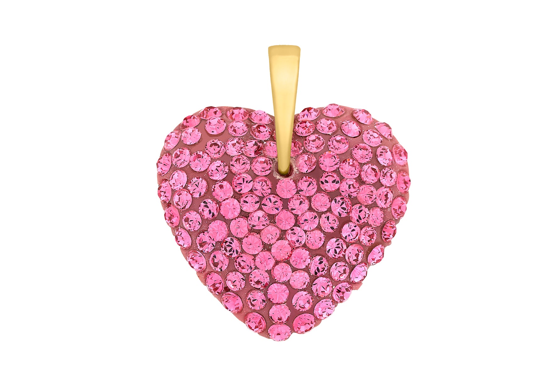 9ct Yellow Gold Pink Crystal Heart Pendant