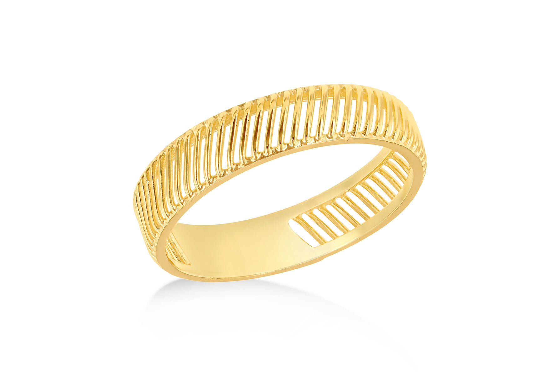 9ct Yellow Gold Slant Ladder Ring