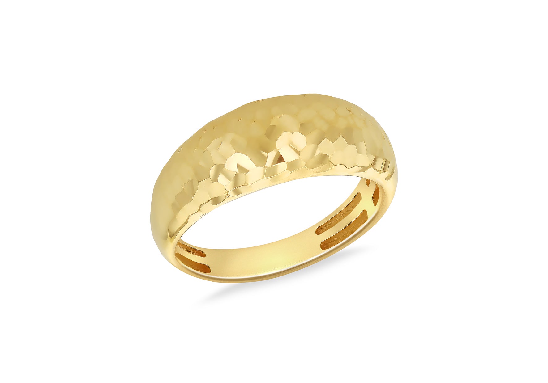 9ct Yellow Gold Diamond Cut Hammered Dome Ring