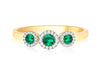 9ct Yellow Gold 0.14ct Diamonds and Emeralds Trinity Ring