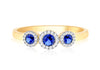 9ct Yellow Gold 0.28ct Diamonds and Sapphires Trinity Ring