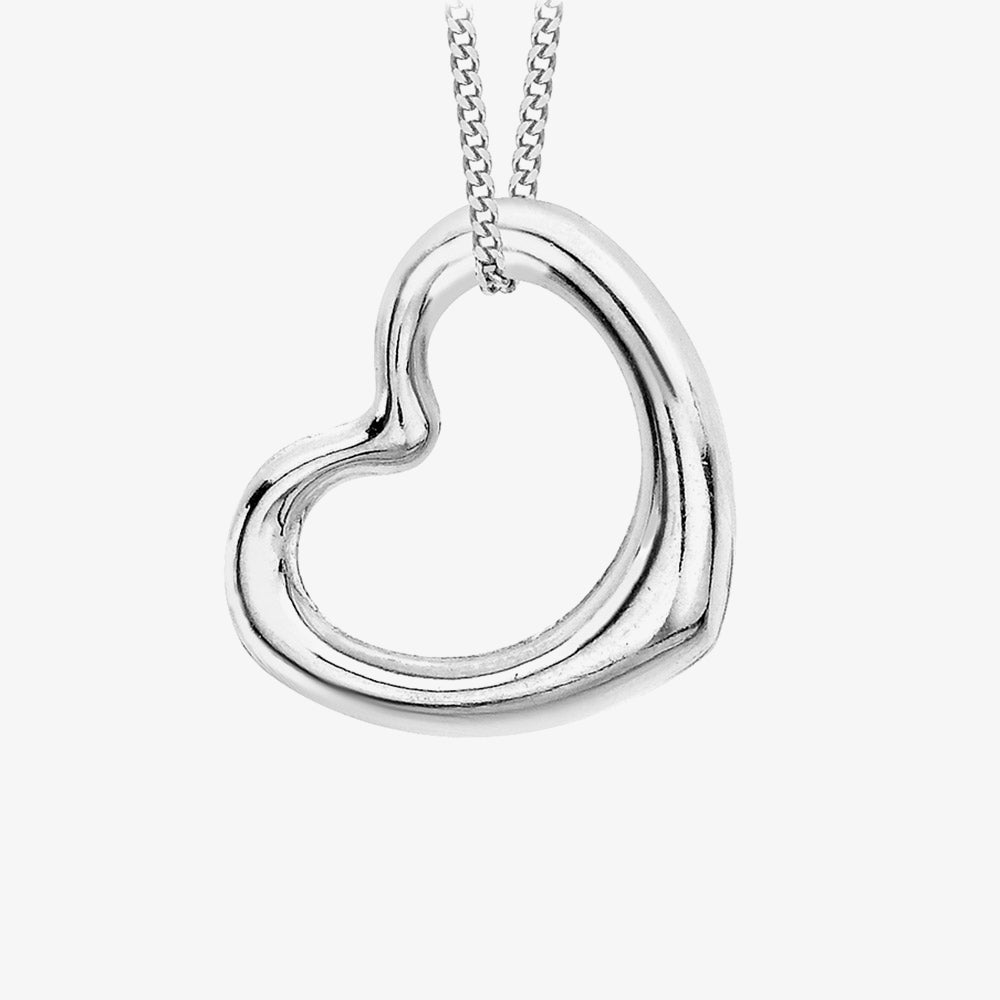 9ct White Gold Heart Slider Pendant