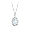 9ct White Gold 0.05ct Diamond & Aquamarine Cluster Pendant