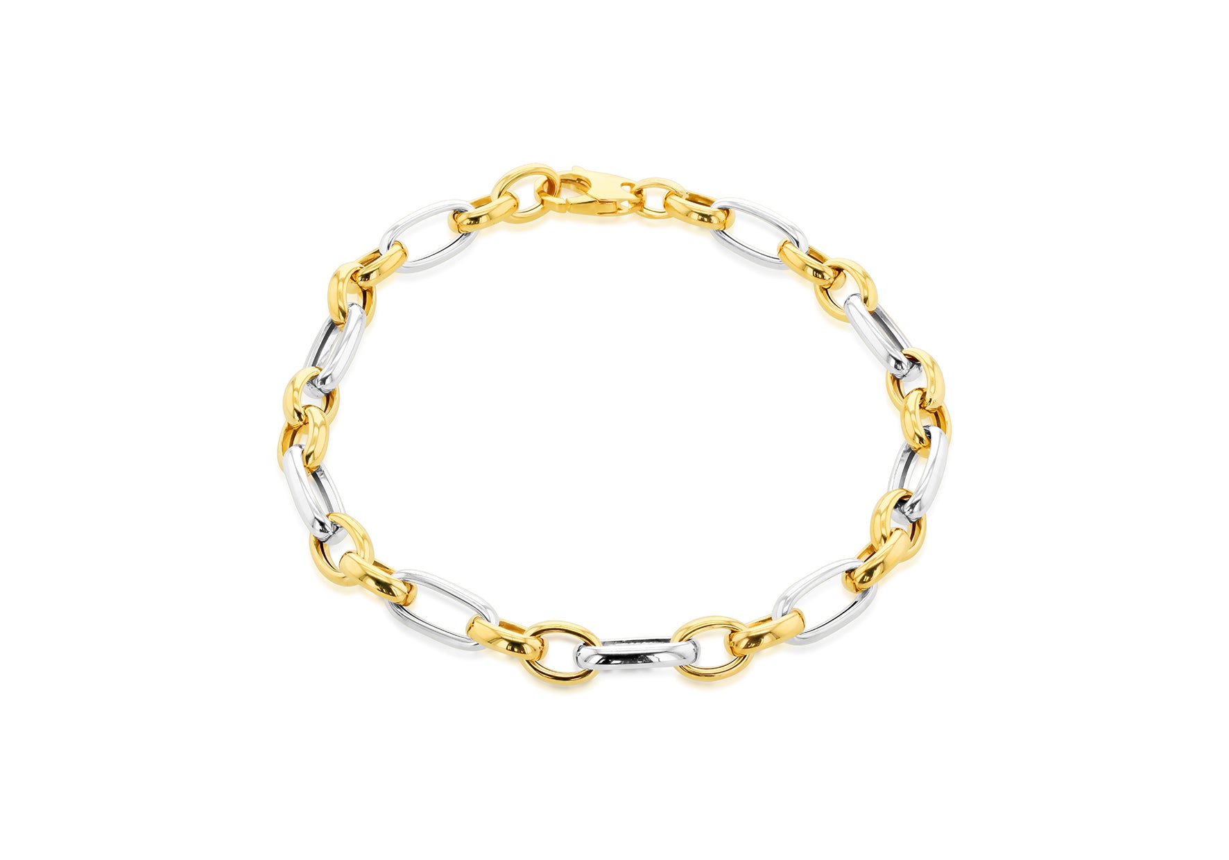 9ct Two-Tone Gold Figaro Links Bracelet