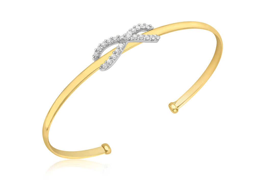 9ct Yellow Infinity Bow White Zirconia Bracelet