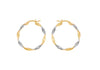 9ct Yellow Gold Two-Tone Gold Diamond Cut Twirl Hoop Earrings