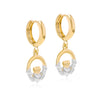 9ct Two-Tone Gold Hoop & Claddagh Drop Earrings