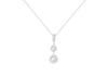 9ct White Gold Zirconia Double Halo Drop Necklace