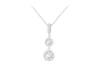 9ct White Gold Zirconia Double Halo Drop Necklace