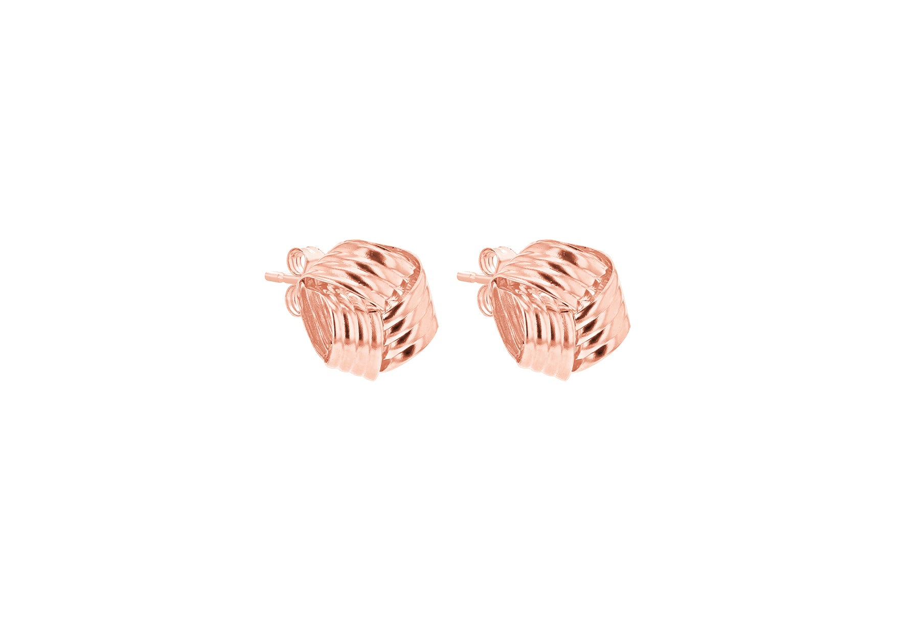 9ct Rose Gold Ribbed Knot Stud Earrings