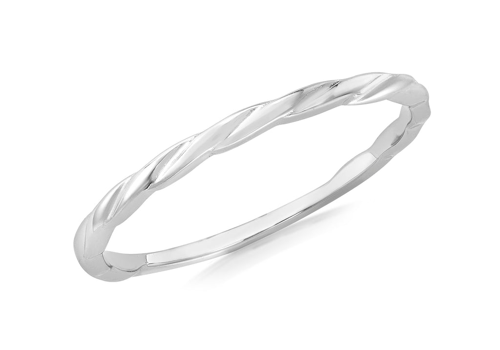 9ct White Gold Twist Slim Band Stacking Ring