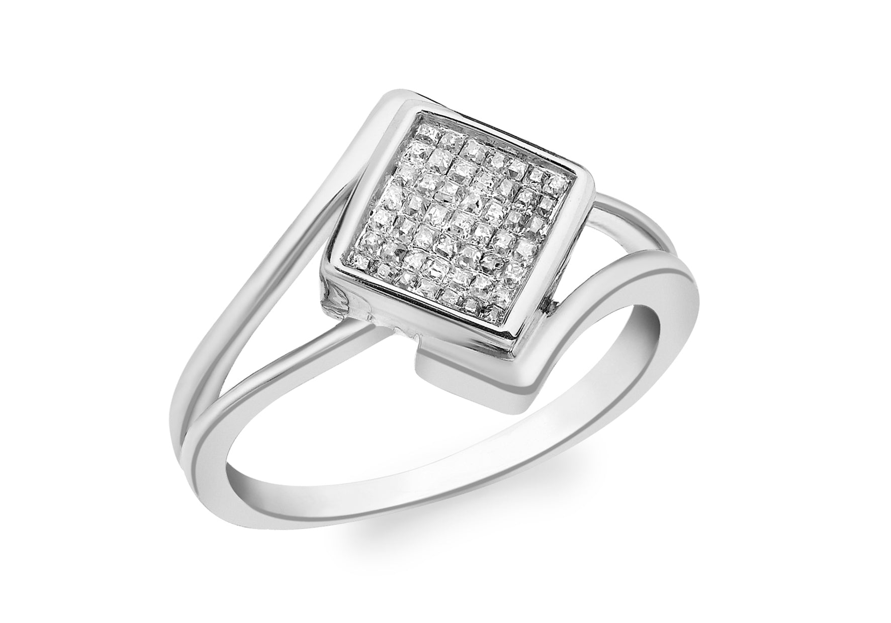 9ct Yellow Gold 0.26ct Square Pave Set Diamond Ring