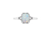 9ct White Gold 0.03ct Diamond and Opal Halo Ring