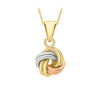 9ct 3-Tone Gold Four-Way Double Knot Pendant