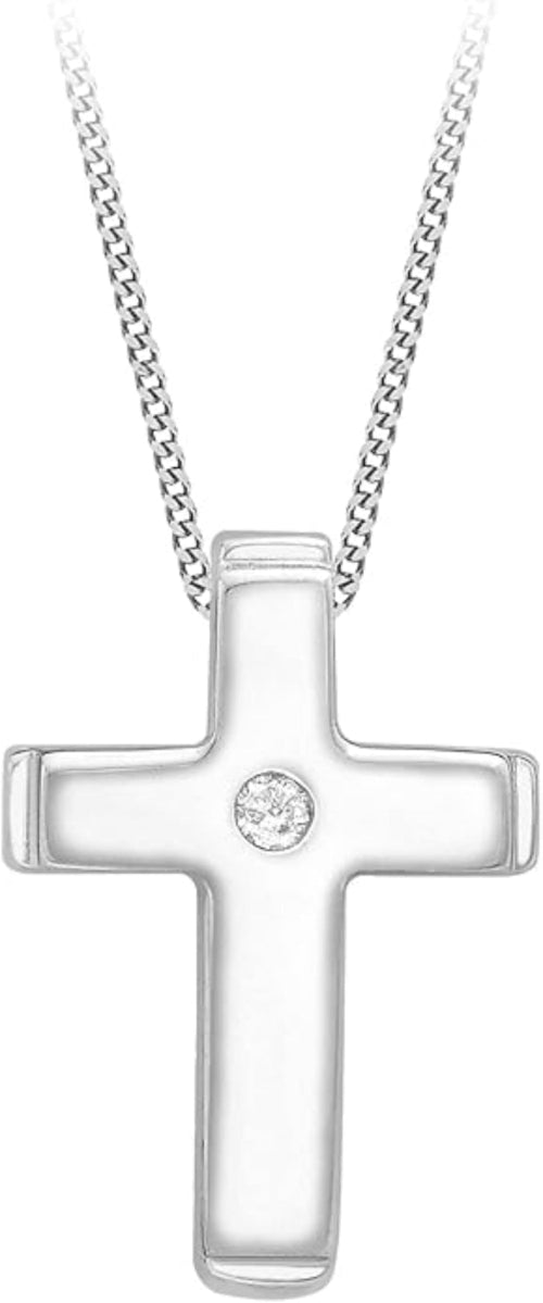 9ct Yellow Gold 0.01ct Diamond Cross Pendant
