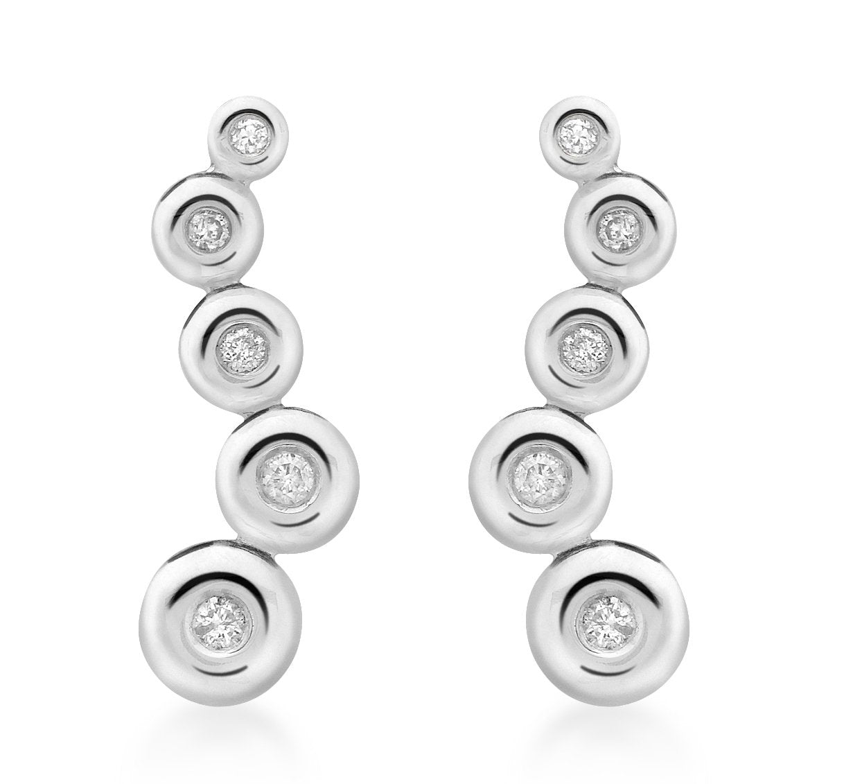 9ct White Gold 0.12ct Five Stone Diamond Doughnut Drop Earrings