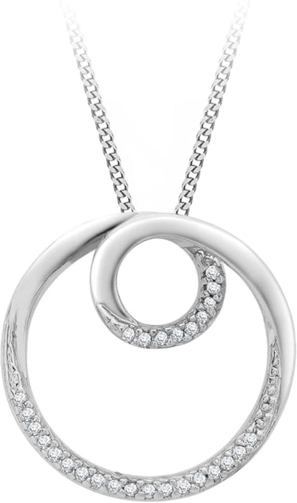 9ct White Gold 0.08ct Diamond Swirl Pendant