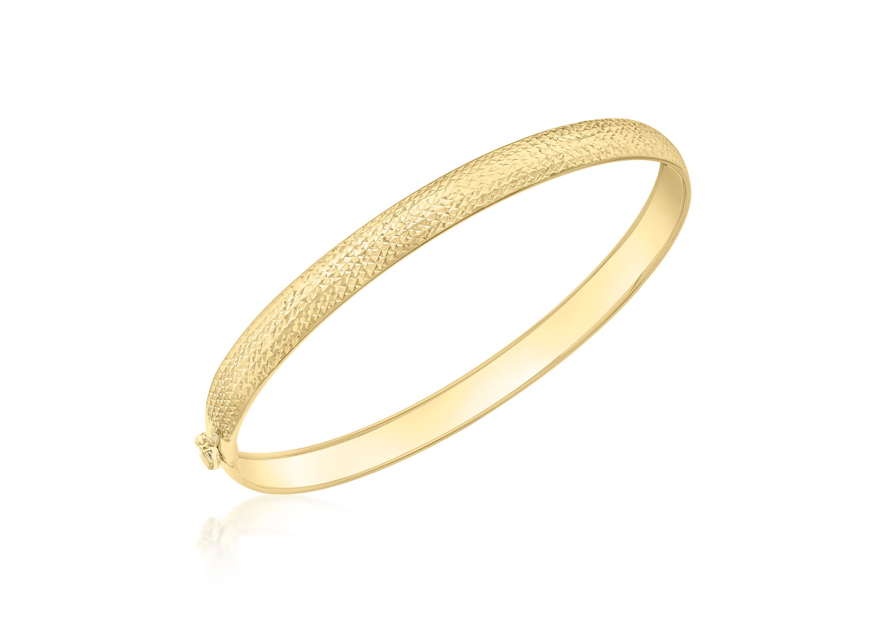 18ct Yellow Gold Etched Diamond Cut Flexible Bangle