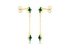 18ct Yellow Gold Malachite Clover Petal Drop Stud Earrings