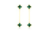 18ct Yellow Gold Malachite Clover Petal Drop Stud Earrings
