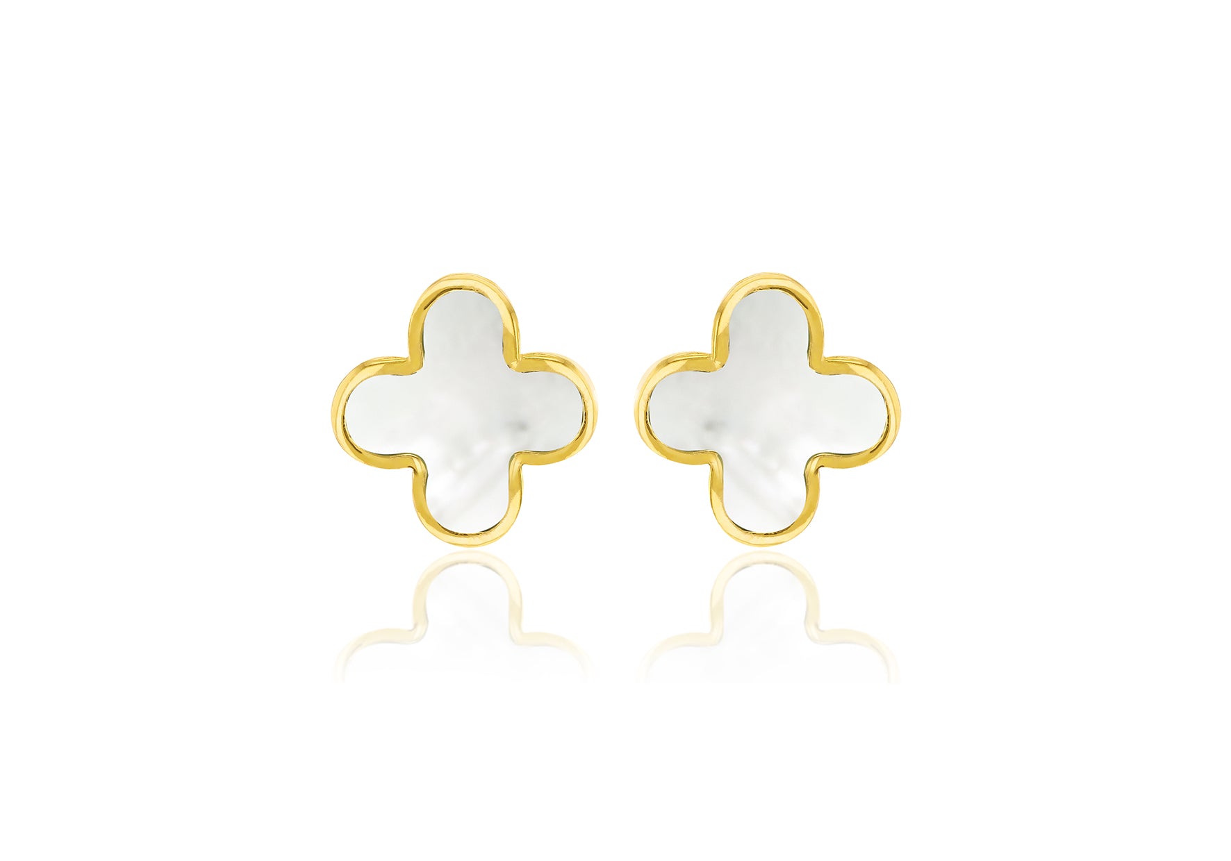 18ct Yellow Gold Mother Of Pearl Petal Stud Earrings